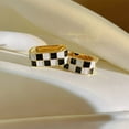 thumbnail image 3 of Fashion Checker Chunky Oval Hoop Earrings for Women Enamel Huggie Hoops Earring, 3 of 7