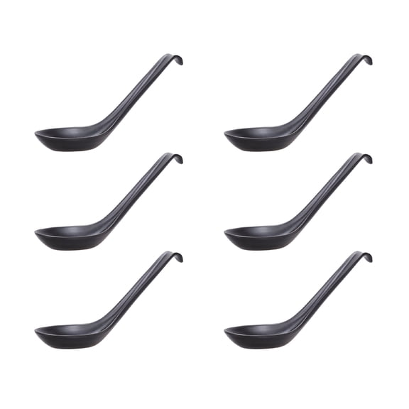 ACDANC 2026 New 6Pcs Japanese Style Melamine Spoons Creative Plastic Soup Spoon Tableware for Home Restaurant for Soup, Ramen, Dessert, Cereal (Frosted Surface,Hook Style)