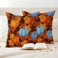 thumbnail image 3 of Blue Pumpkin Fall Outdoor Waterproof Pillow Covers, Thanksgiving Maple Leaves Farmhouse Decorative Square Throw Pillowcase Sofa Cushion Sham for Patio/Couch/Chair, 24"x24" 2 Pack, 3 of 8