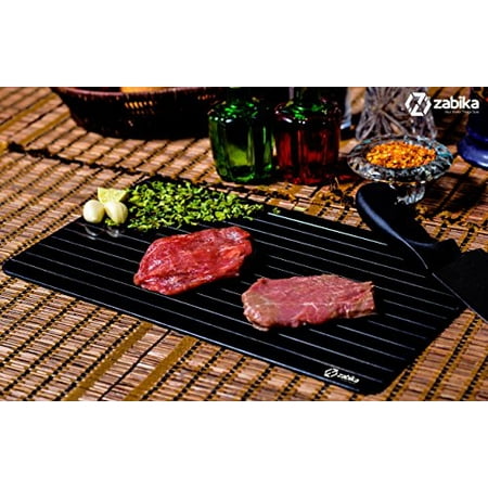 Defrosting Tray (Largest Size) for rapid thaw - Best kitchen thawing tray - Better than heating tray - Safe to defrost meat frozen food pork chops, lamb chops, chicken, fish - No electricity (Best Way To Thaw Chicken Fast)