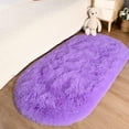 thumbnail image 2 of YJ.GWL Oval Fluffy Carpets Modern Plush Shaggy Area Rug Nursery Bedside Rugs for Bedroom Living Room Home Decor Mats,2.6 x 5.3ft,Purple, 2 of 7