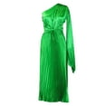 thumbnail image 5 of IROINNID Fall Dress for Women Semi Formal Evenning Party Empire Dress Versatile Daily Life Solid Color Single Shoulder Pleated Long Skirt With Sloping Collar And Waist Up Dress,Green, 5 of 7