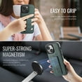 thumbnail image 3 of Case for iPhone 13, PU Leather, Magnetic Hand Grip Bracket, Classic Ultra Slim Lightweight Drop Protective Business Men Women Phone Case Cover Compatible with iPhone 13, Green, 3 of 6