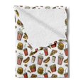 thumbnail image 2 of Fast Food Soft Flannel Fleece Throw Blanket, Digitally Generated Fattening Food Burger Popcorn Pizza Ketchup Fries, Cozy Plush for Indoor and Outdoor Use, 70" x 90", Multicolor, by Ambesonne, 2 of 5