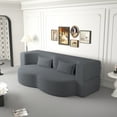 thumbnail image 5 of Youmumeub Full Size Convertible Floor Sofa, No Assembly Sleeper Sofa Bed, Modern Teddy Fabric Folding Couch for Living Room & Guest Room, Grey, 5 of 17