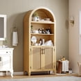 thumbnail image 7 of Memoryfield 5 Tiers Arched Kitchen Pantry Cabinet with Doors, Farmhouse Storage Cabinet for Dining Room, Living Room, Natural, 7 of 7