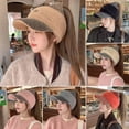 thumbnail image 3 of Fashion Casual Warm Cold-proof Bonnet Cute Cat Ear Soft Baseball Cap Knitted Hat Plush Hat Empty Top Hat COFFEE, 3 of 8