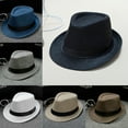 thumbnail image 2 of New Classic Straw Fedora Hat Mens Women Wide Brim Panama Hat Summer Dress Hat, 2 of 4
