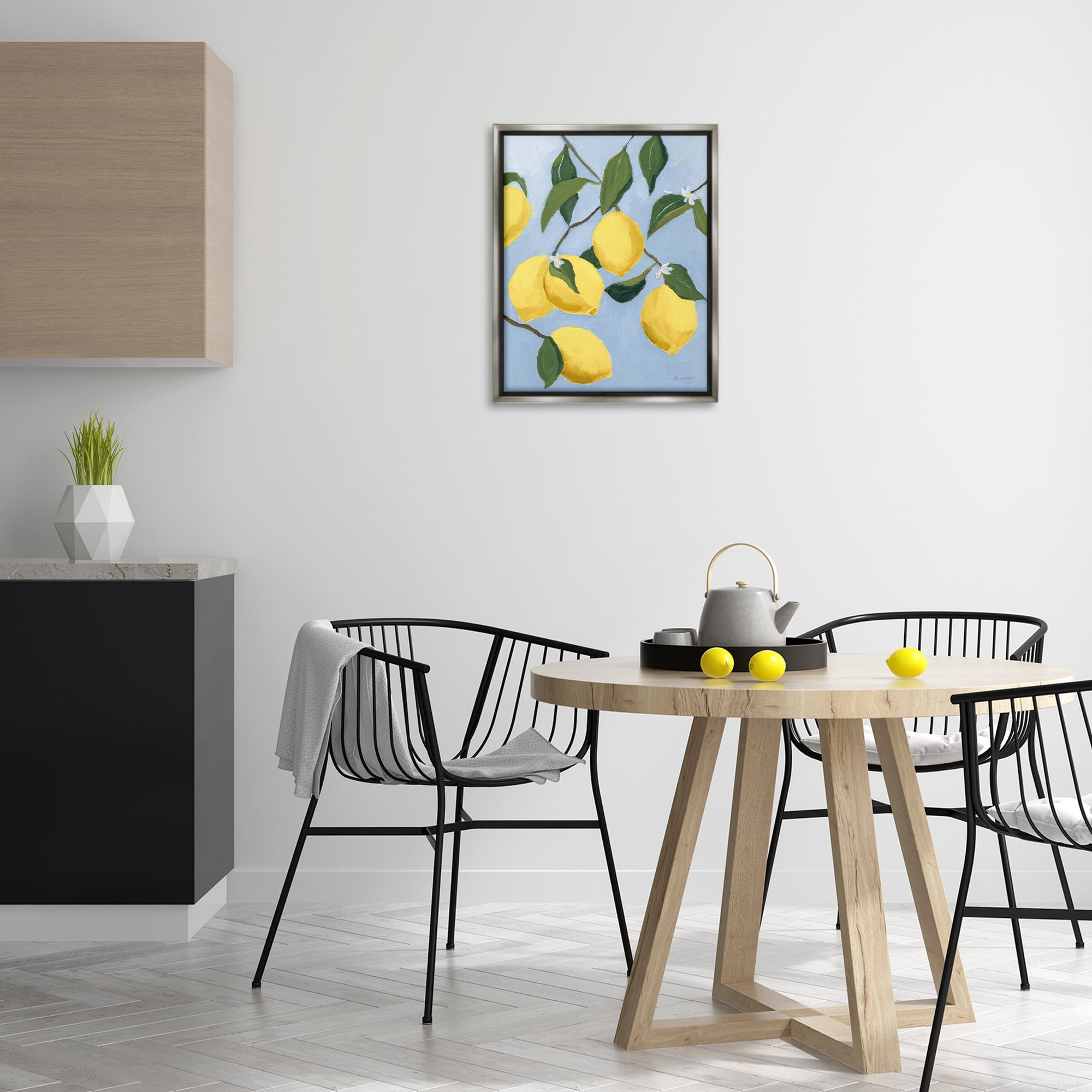 Stupell Industries Winding Lemon Tree Food & Beverage Painting Gray Floater Framed Art Print Wall Art, 17 x 21