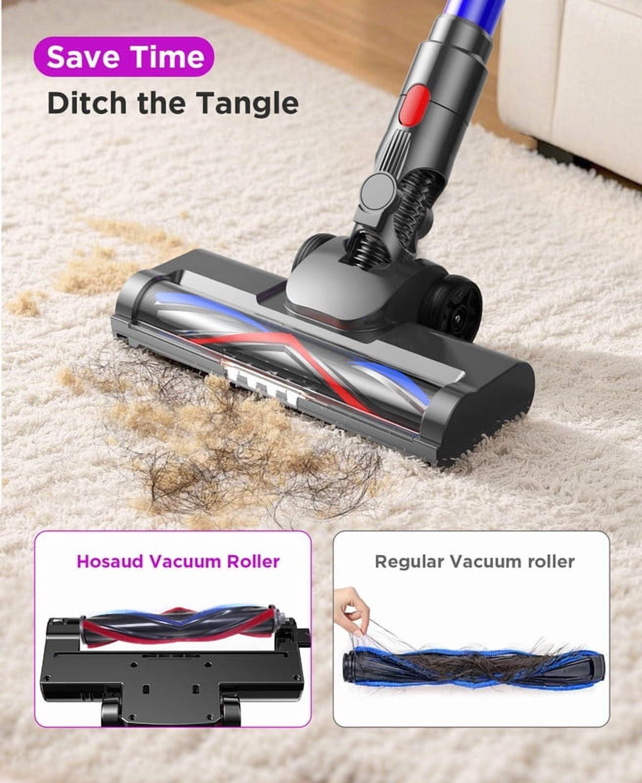 Hosaud Cordless Stick Vacuum Cleaner - 45000pa 550W 55mins 2600mAh Battery Lightweight Vacuum for Carpet Home Pet Hair Hard Floor
