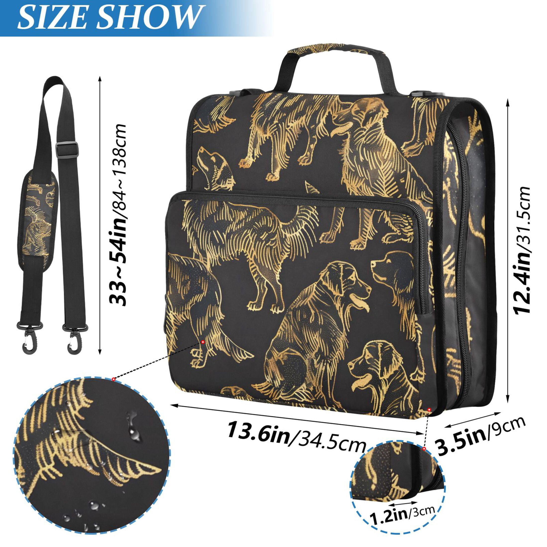 ALAZA Zipper Binder Cool Golden Retriever 3 Ring Trapper Keeper File Folder Organizer Bag