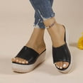 thumbnail image 2 of Women's Wedge Slippers Summer Open Toe Slip On Shoes Comfortable Espadrille Wedge Heels Sandals Black 41, 2 of 7