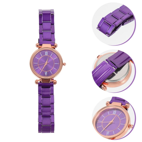 UPOUART Purple Female Wrist Watch with Durable Steel Strap for Leisure and Business Use