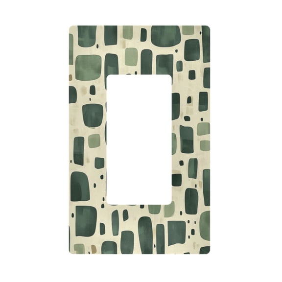 Yayeee Rocker Switch Wall Plate 1-Gang 4.6"x2.9" Home Decorative Outlet Cover, Green Geometric