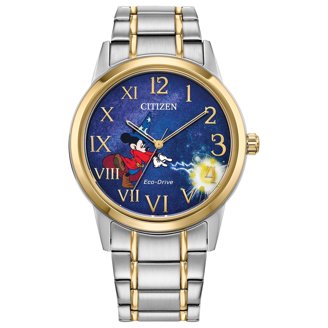 Citizen Men's Eco-Drive Disney Mickey Mouse Baseball Theme Leather