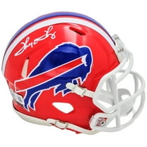 Thurman Thomas Autographed 87-01 Buffalo Bills Throwback Red Speed Mini Helmet Beckett BAS Witness 220469