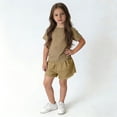 thumbnail image 6 of ITSAME Boys Girls Shorts, Elastic Waist Cotton Frayed Hem Summer Lightweight Casual Shorts Khaki Size 5T, 6 of 9