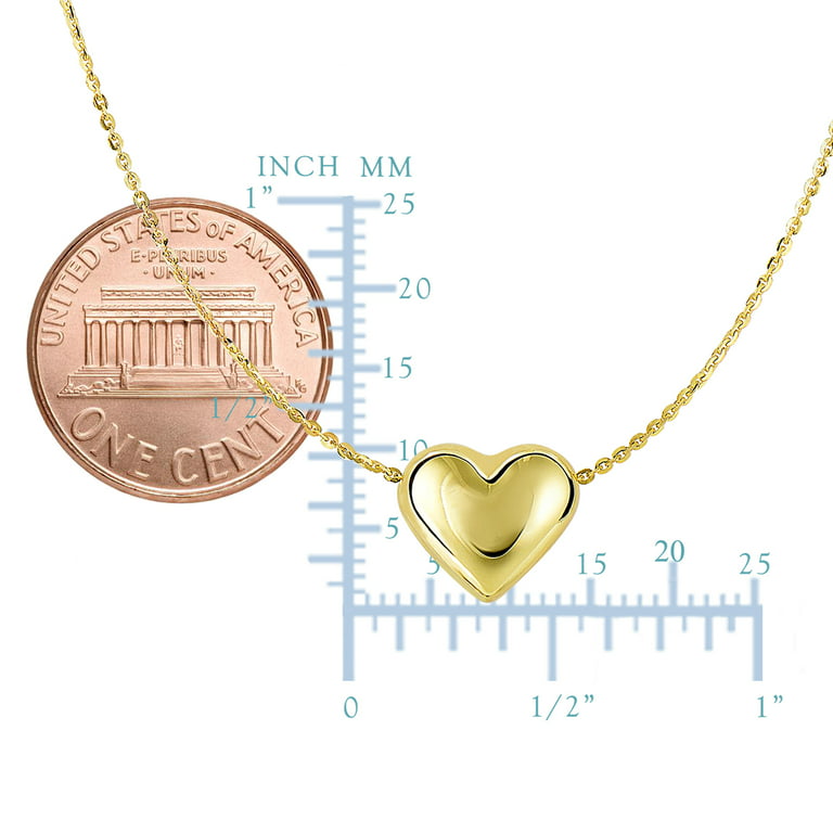 14K Yellow Gold Puffed Heart Necklace