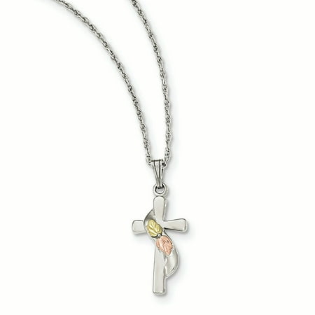 Black Hills Gold Hummingbird Pendant - Landstrom's Black Hills Sterling Silver and 12K Gold Accent Cross Pendant with 18