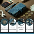 thumbnail image 2 of for iPhone 16 Pro Max Case Wallet for Women and Men, iPhone 16 Pro Max Case, PU Leather Magnetic Flip Strap Wristlet Zipper Card Holder Wallet Business Phone Cover for iPhone 16 Pro Max, Blue, 2 of 10