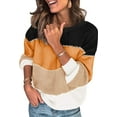 thumbnail image 1 of Women's Sweaters Casual Long Sleeve Crewneck Color Block Patchwork Pullover Knit Sweater Tops, 1 of 4