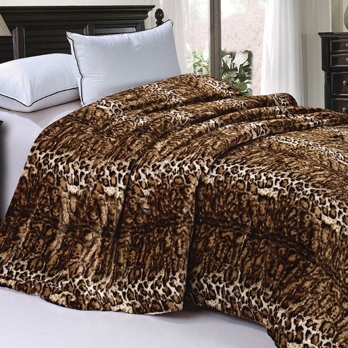 BOON Throw & Blanket Safari Animal Nature Faux Fur and Sherpa Queen