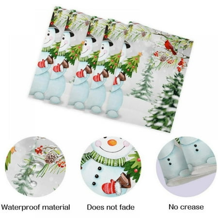 

4PCS Watercolor Snowman Christmas Placemats 13X18.9 Inch Seasonal Winter Xmas Holiday Table Mats for Party Kitchen Dining Decoration