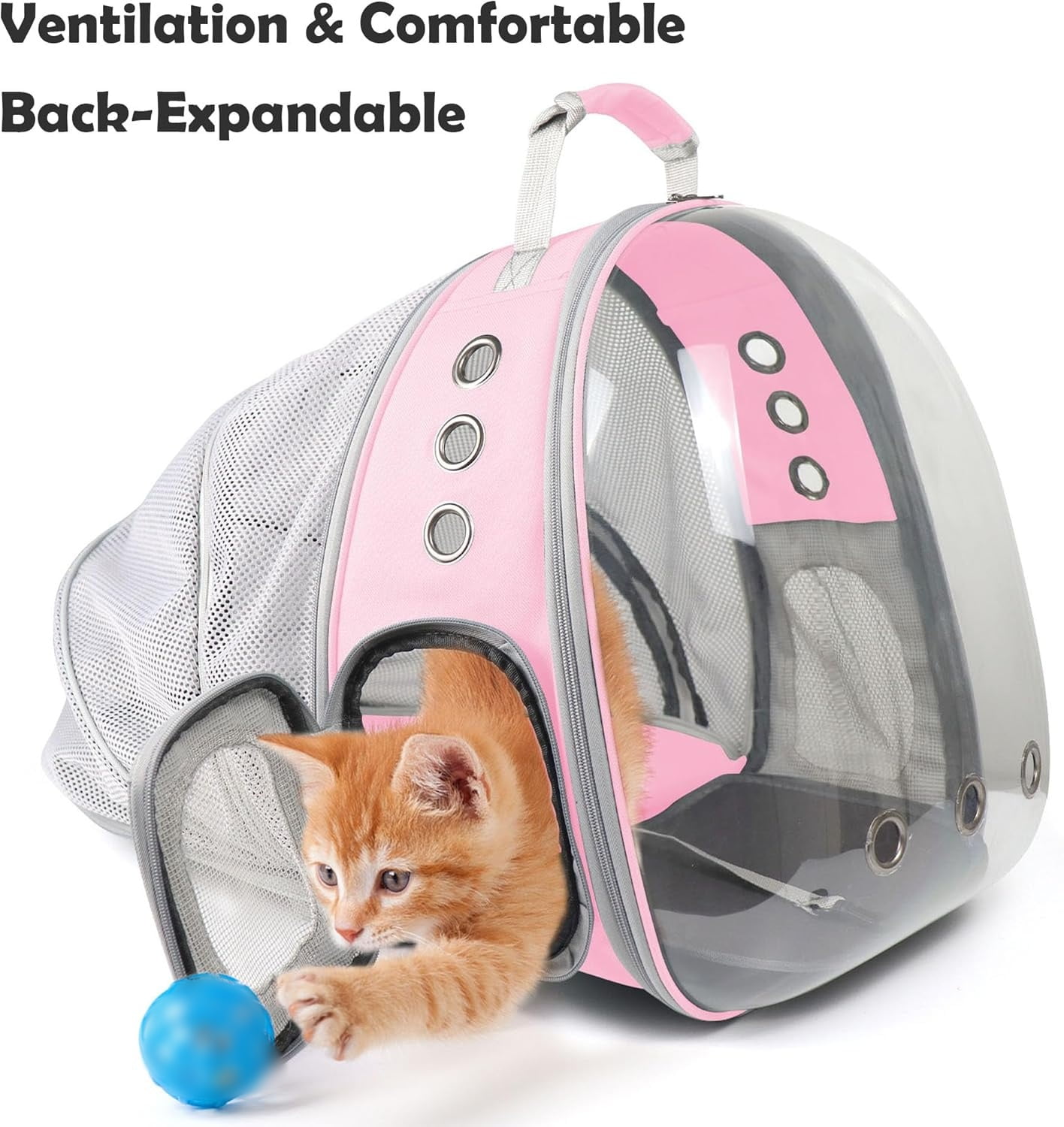 Cat Backpack Carrier,Pet Bubble Carrying Bag Airline Approved, Pet Travel Carrying Bag for Small Medium Cats and Puppy with Hiking Walking Outdoor Use(Pink)