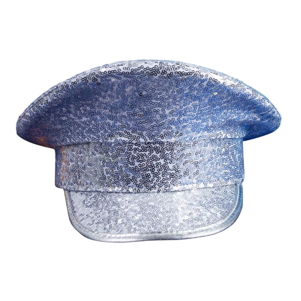 Sombrero de lentejuelas para novia, sombrero de discoteca con lentejuelas, tocado para cumpleaños, carnaval y Halloween. Plata