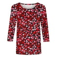 thumbnail image 4 of Valentines Tshirts, Women Heart T Shirt, Ladies 3/4 Length Sleeve Tops Fashion Women's Tees Casual Crewneck 3/4 Sleeved T Shirt Ladies Tops Blouses Shirts, 4 of 5