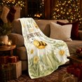 thumbnail image 3 of Our Tiny Honeybee Quote with Daisies, Sweet Nursery Style for Bee Lovers, Moonlit Garden Motif and Baby Shower Gift, Cozy Flannel Blanket for Nursery and Bedroom, Home Decor, 3 of 9