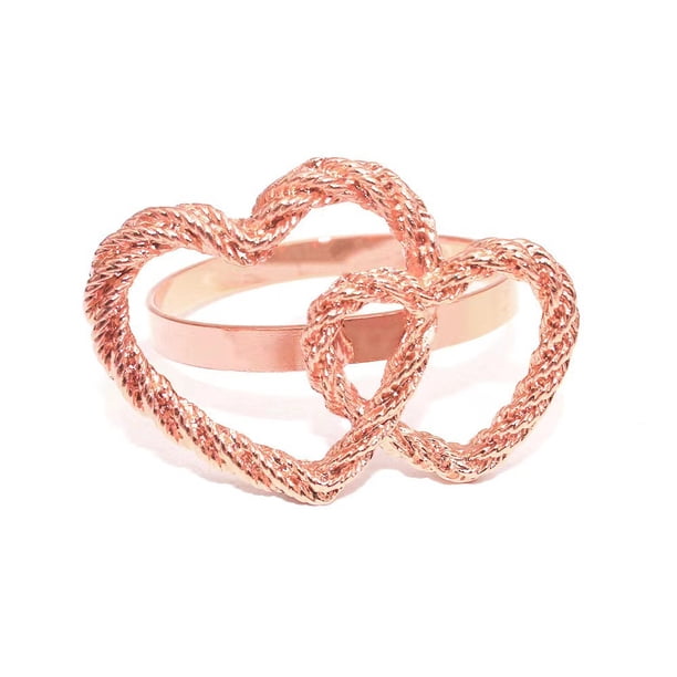 Zhuge Botón de servilleta con doble aro simple con forma de corazón,anillo de tela para la boca, decoración de escritorio para restaurante, hotel, 12 piezas (oro rosa)
