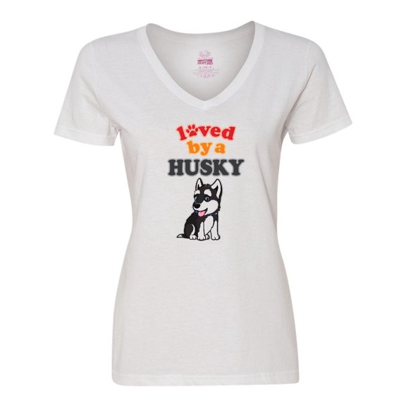 Inktastic Siberian Husky Dog Puppy Women's V-Neck T-Shirt