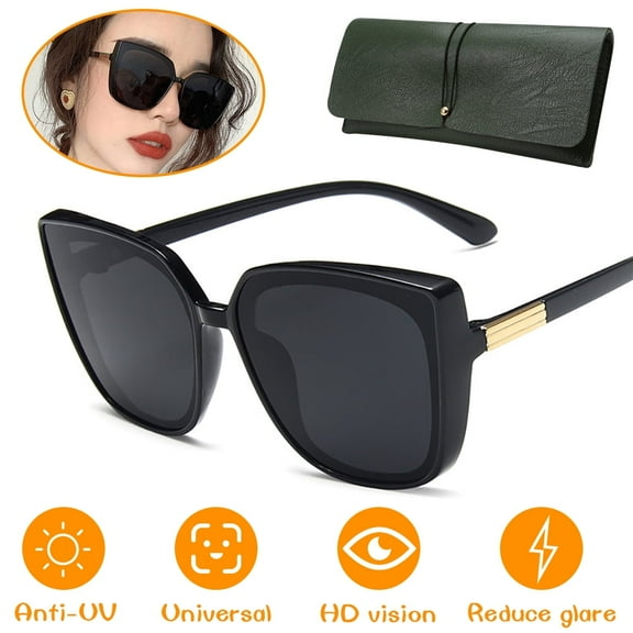 SHELLTON Women Fashionable Retro Black Sunglasses Stop UV400 Eye Protection Anti Ultraviolet Classic Square Frame Style For Outdoor Sports Shopping Driving