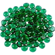 Galashield Green Flat Glass Marbles for Vases Glass Gems Beads Pebbles Vase Filler 1 LB, Approx. 100 PCS