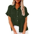 thumbnail image 2 of asjyhkr Blouses for Women Button down Short Sleeve T Shirt Solid Color Fashion Summer Tops Solid Color, 2 of 6