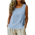 thumbnail image 3 of Tank Tops for Women Solid Color Sleeveless Crew Neck Trendy Casual Dressy Pullover Shirt Workout Blouses, 3 of 7