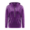 thumbnail image 3 of Women's Velvet Half Zip Up Hoodie Sweatshirt Casual Long Sleeve Pullover Tops with Pockets XL, 3 of 7