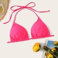 thumbnail image 2 of XIAONU Solid Tie Halter Triangle Bikini Top for Women Plain Minimalist Summer Beach Pool Swim Separates, 2 of 7