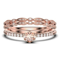 Dazzling Minimalist 1.55 Carat Classic Round Cut Morganite And Diamond Moissanite Affordable Engagement Ring, Wedding Ring in10k Solid Rose Gold, Gift For Her, Trio Set, Matching Band, Promise Ring
