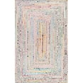 thumbnail image 2 of Indian Handmade Braided Ivory with Multi Color Cotton Area Rugs , Floor Decor Carpet Size 4 x 4 Feet Square ( 120 cm x 120 cm ), 2 of 4