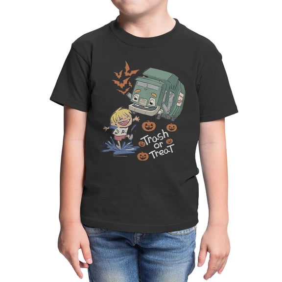 Trash Truck Trash Or Treat Halloween Youth T Shirt (Black, XS-XL)