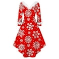 thumbnail image 3 of WILLBEST Vestido Corto Para Mujer, Ideal Para Tus Necesidades: Vestido De Fiesta Informal De Manga Larga Con Cuello Y Estampado De Copos De Nieve Navideños Para Mujer, Elegante Y Fluido., 3 of 3