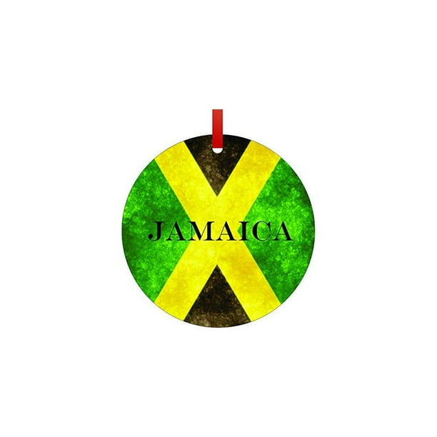jamaican flagjamaicaflat roundshaped aluminum christmas ornament
