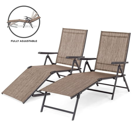 Target Folding Lounge Chair Best Choice Products Set of 2 Outdoor Adjustable Folding Steel Textiline Chaise Reclining Lounge Chairs w/ 4 Back & 2 Leg Positions, Brown ()