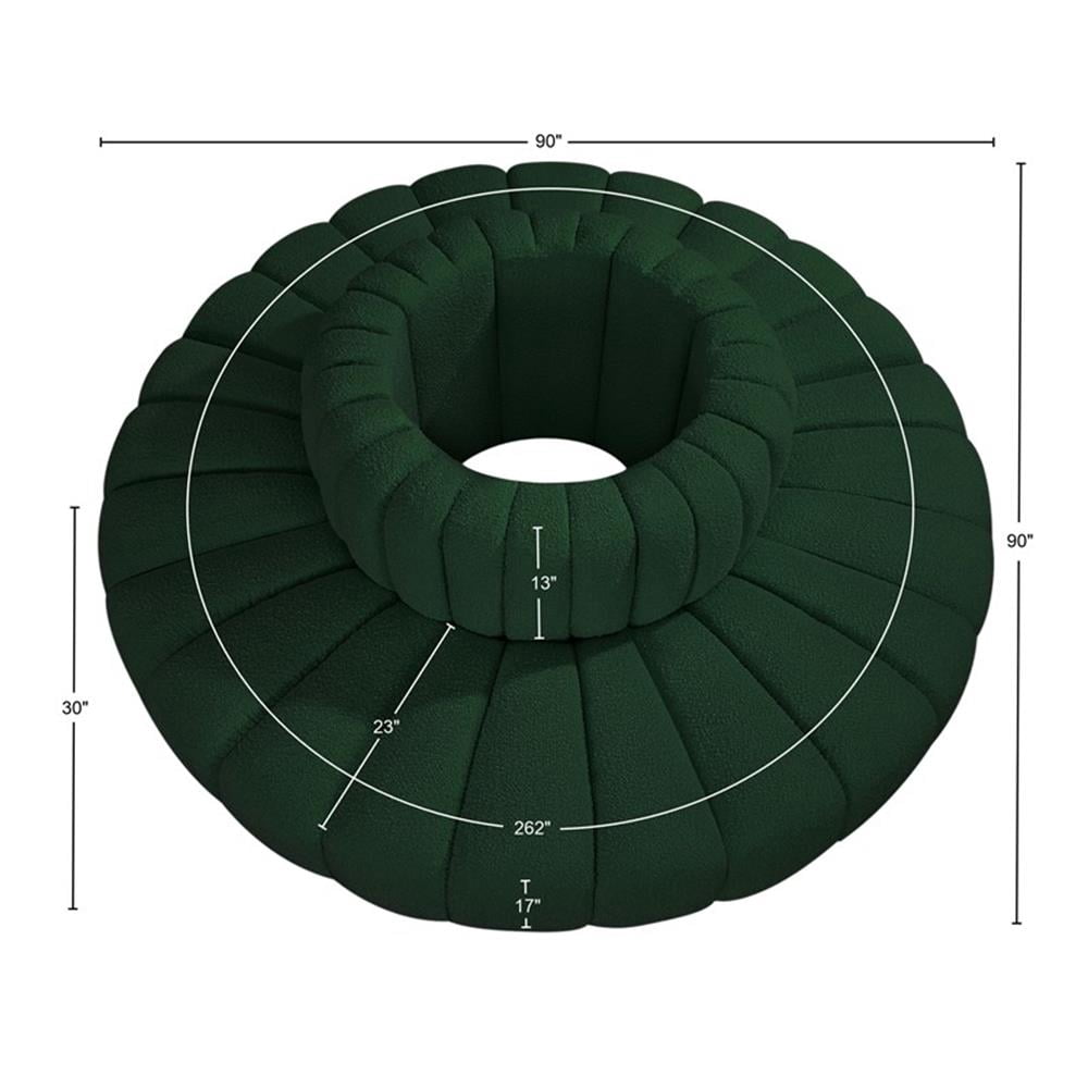 Meridian Furniture Arc Green Boucle Fabric Modular Sectional