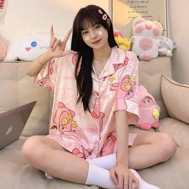 Pijama Kawaii Crayon Shin-chan para mujer, conjunto de ropa de dormir de manga corta, Pachacco, Sanrio, Hello Kitty, Cinnamoroll, Verano
