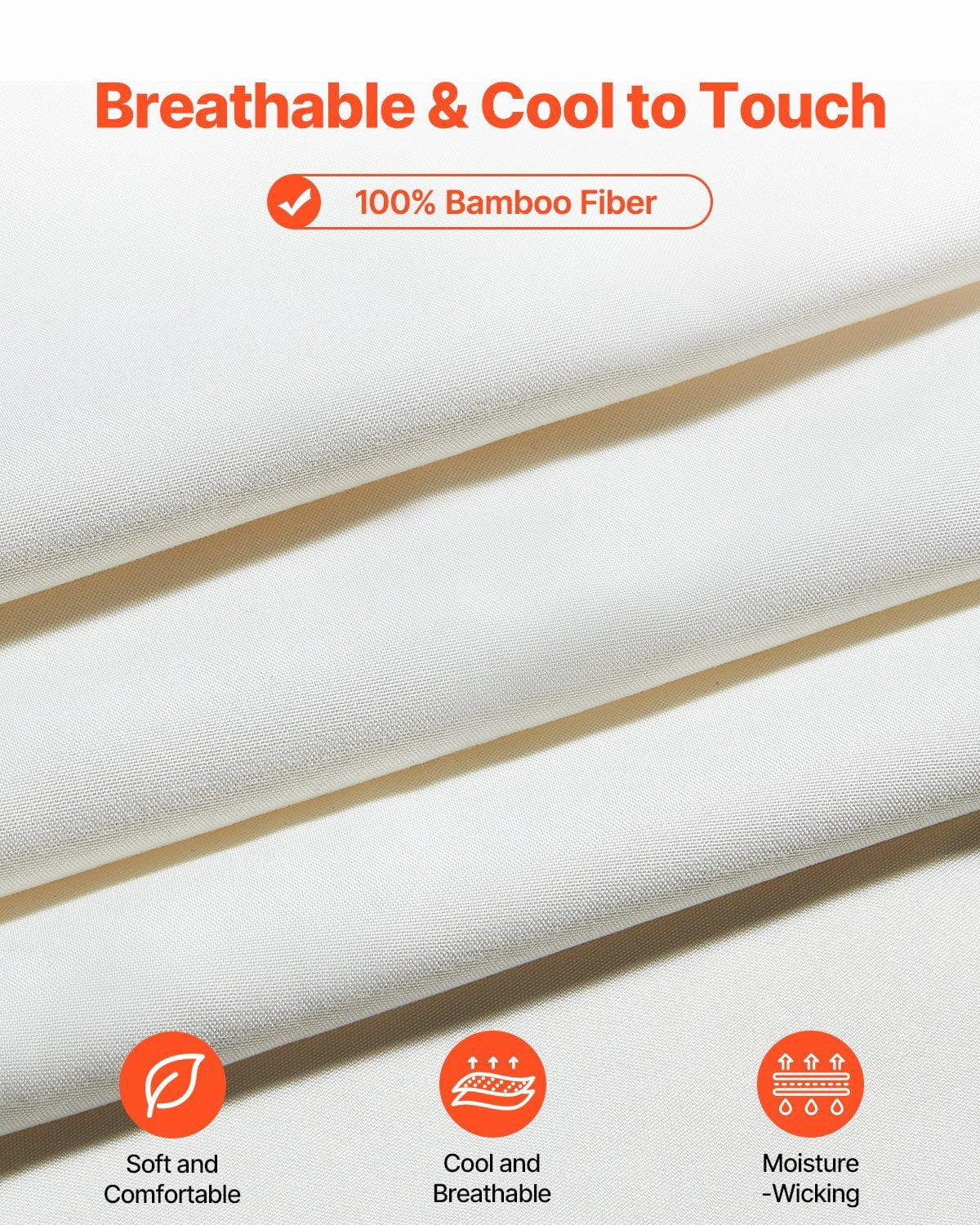 4-Piece Queen Bed Sheet Set 100% Bamboo Fiber Bedding with 16" Deep Pocket, Includes 2 Pillowcases, 1 Flat Sheet, 1 Fitted Sheet, Cooling, Breathable, Skin-Friendly, Durable, Machine Washable, Cozy