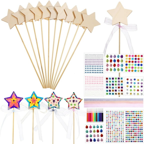 TAILTOSS Diy Fairy Wand 1 Set Star-Shaped Multi-Colored Density Board For Children