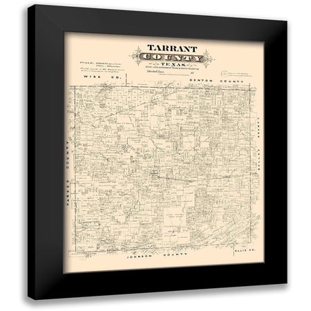 Gast 12x14 Black Modern Framed Museum Art Print Titled - Tarrant County Texas - Gast 1870